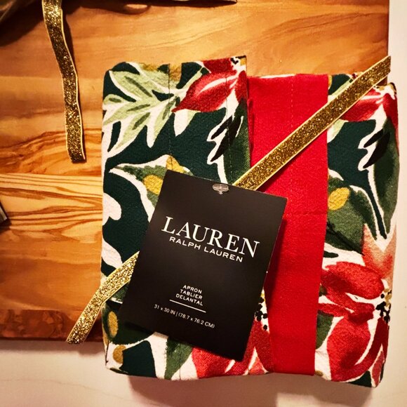 GIFT SET Ralph Lauren Bib Apron & Legno Italian Olive Wood Cheese Board NEW - Picture 3 of 13